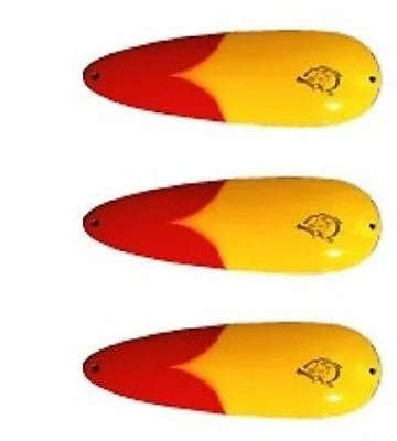 Fishing rod action type-Three Eppinger Seadevle IMP Yellow/Red Chunk Spoon Lures 1 oz  3 1/4" 62-42