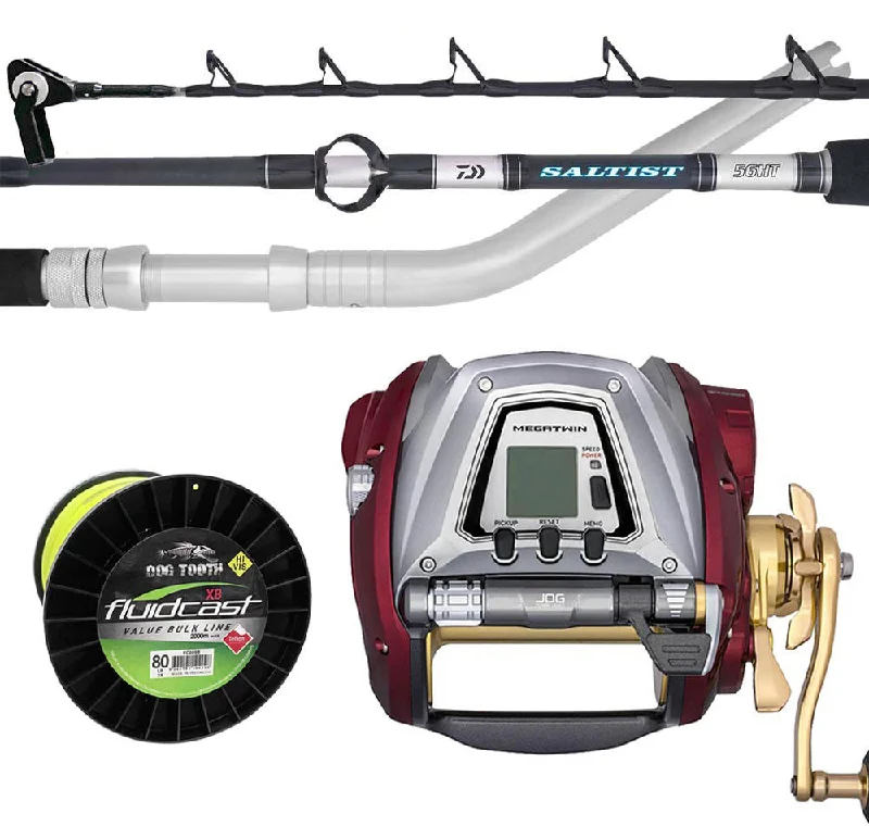 Fishing tackle tray-Daiwa Seaborg Megatwin 1200MJ Reel With Saltist Rod Deep Drop Combo with Line