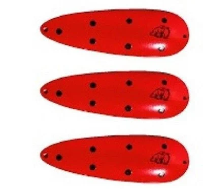 Fishing rod baitcasting-Three Eppinger Seadevle IMP Orange/Black Dots Spoon Lures 1 oz 3 1/4" 62-50