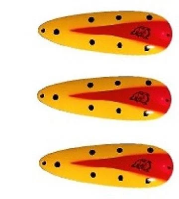 Fishing rod ergonomic-Three Eppinger Seadevle IMP Yellow/Black/Red Spoon Lures 1 oz  3 1/4" 62-56