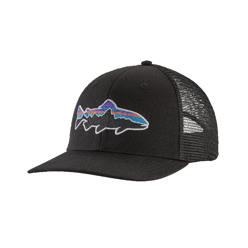 Fishing line color options-Patagonia Fitz Roy Trout Trucker Hat Black