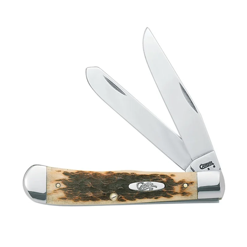 Fishing rod transport-Case Amber Bone SS Trapper Pocket Knife