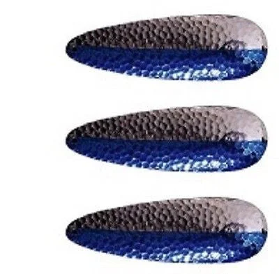 Fishing hook sharpener tool-Three Eppinger Seadevle Hammered Nickel/Blue Fish Spoon Lures 3 oz  5 3/4" 60-65