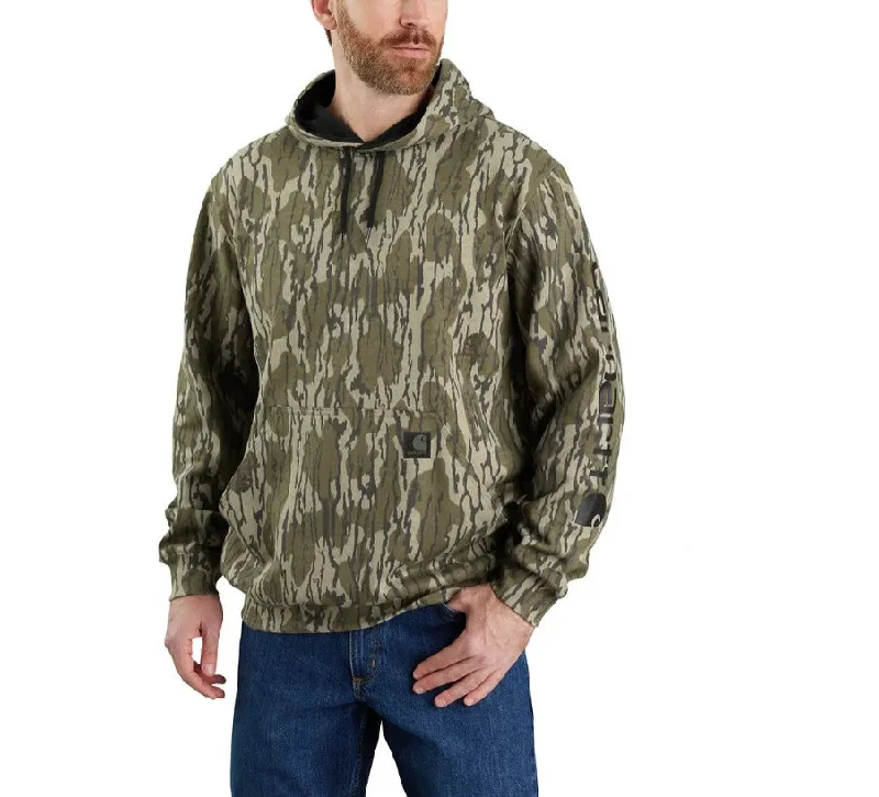 Fishing line colorfast-Men's Loose Fit Midweight Camo Sleeve Graphic Sweatshirt