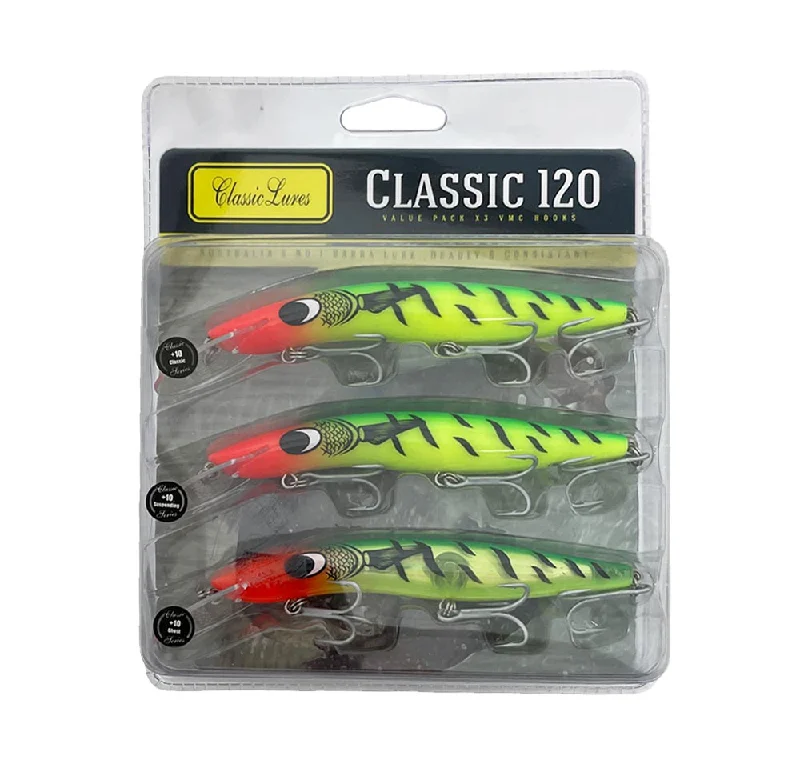 Fishing bait keeper-Classic Lures Classic 120 +10 Barra Lure 3 Pack