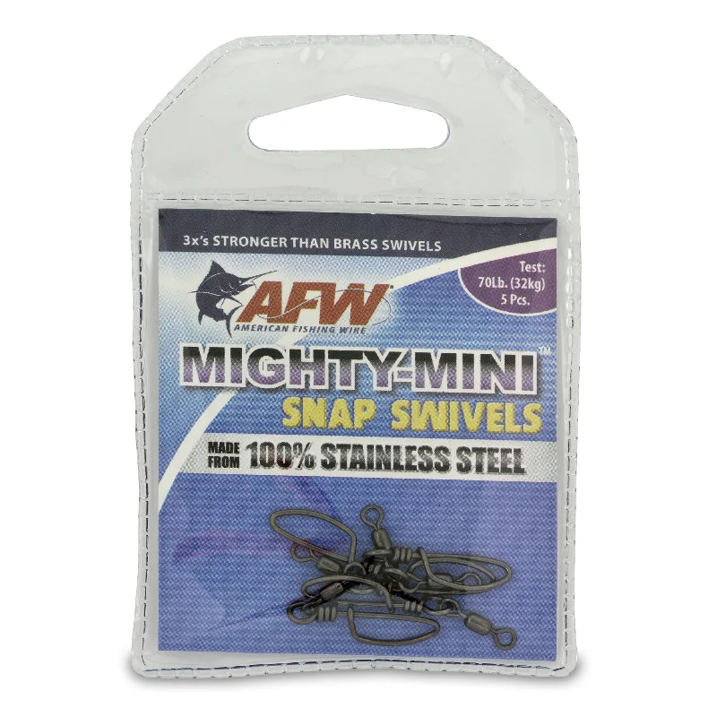 Fishing line tangle free-American Fishing Wire Mighty-Mini Stainless Steel Snap & Crane Swivels