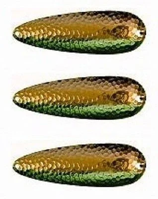 Fishing tackle quick access-Three Eppinger Seadevle IMP Nickel Green/Gold Fish Spoon Lure 1 oz 3 1/4" 62-279