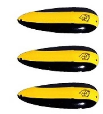 Fishing reel tool-Three Eppinger Seadevle Black/Yellow Stripe Fish Spoon Lures 3 oz  5 3/4" 60-44