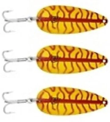 Fishing hook live bait-Three Eppinger Seadevle IMP Yellow/Red Ladder Spoon Lures 1 oz  3 1/4" 62-57