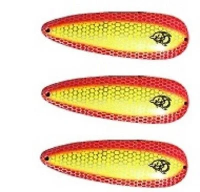 Fishing rod heavy action-Three Eppinger Seadevle IMP Chartreuse Orange Spoon Lures 1 oz  3 1/4" 62-73