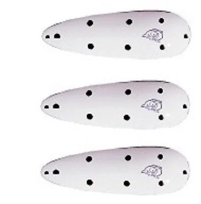 Fishing rod durable-Three Eppinger Seadevle IMP White/Black Dots Spoon Lures 1 oz  3 1/4" 62-55