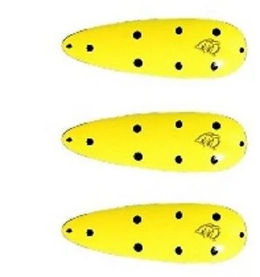 Fishing rod travel tube-Three Eppinger Seadevle Chartreuse/Black Dot Fish Spoon Lures 3 oz  5 3/4" 60-78