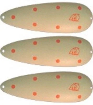 Fishing tackle side tray-Three Eppinger Seadevle IMP Glow Orange Dots Spoon Lures 1 oz 3 1/4" 62-274