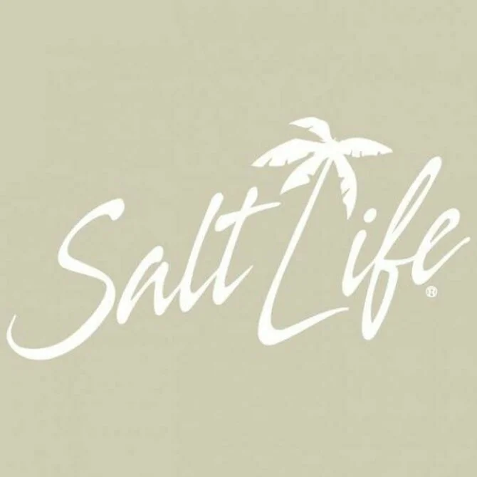 Fishing bait rig-Salt Life - Tropical Palm Decal Medium White