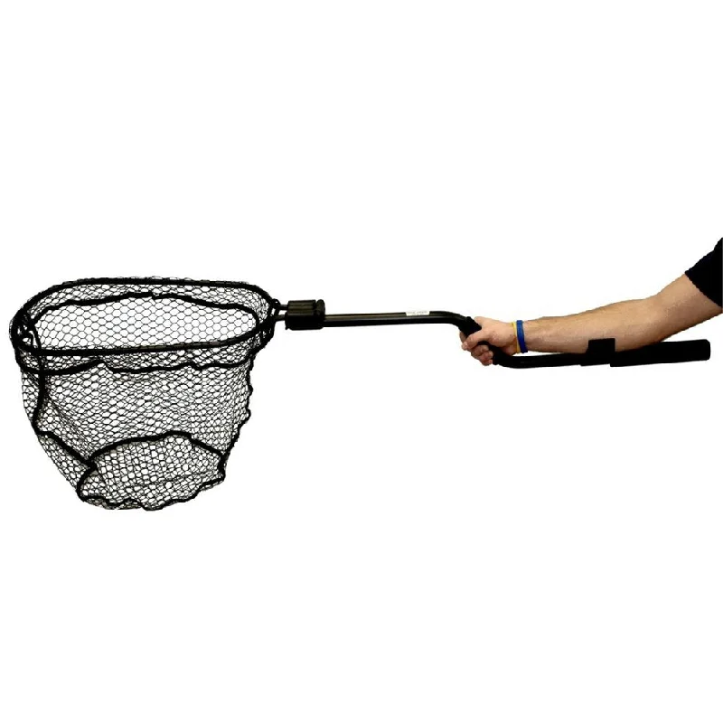 Fishing rod short handle-Yakattack Leverage Landing Net, 12" X 20" hoop, 47" long, with extension and foam for storing in rod holder