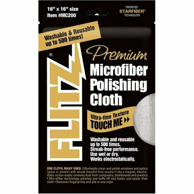 Fishing reel anti-slip-Flitz - Thick 'n Thirsty 16" x 16" Silver Microfiber Polishing Cloth 16 X 16 CHAR/BLK