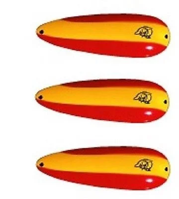 Fishing line UV resistant-Three Eppinger Seadevle IMP Red/Yellow Stripe Spoon Lures 1 oz 3 1/4" 62-43