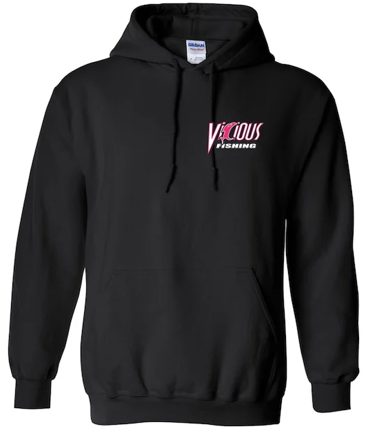 Saltwater fishing gear-Vicious Classic Pink & Black Hoodie