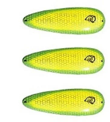 Fishing line high strength-Three Eppinger Seadevle IMP Chartreuse Green Spoon Lures 1 oz  3 1/4" 62-72