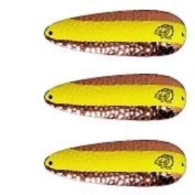 Fishing tackle easy storage-Three Eppinger Seadevle IMP Copper Chartreuse Fish Spoon Lure 1 oz 3 1/4" 62-387