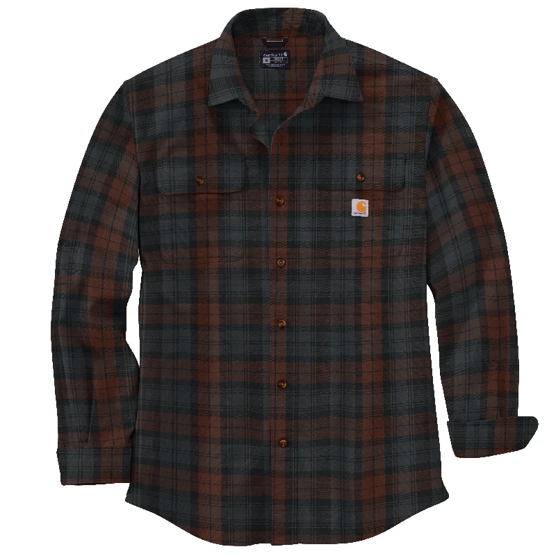 Fishing reel gear ratio-Loose Fit Heavy Weight Flannel Long-Sleeve Plaid Shirt