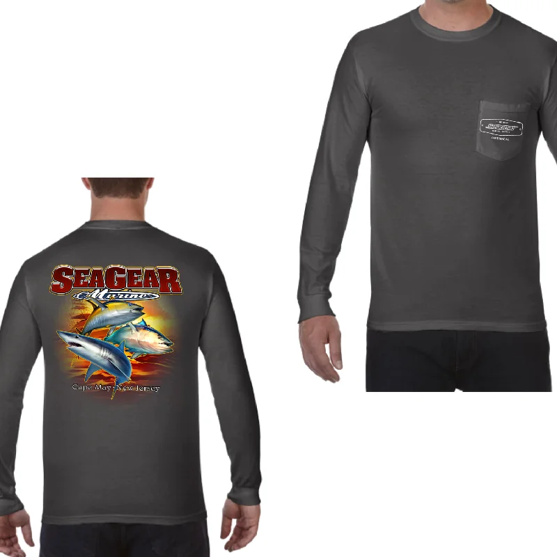 Fishing reel comfortable-Sea Gear - 3 Fish Long Sleeve